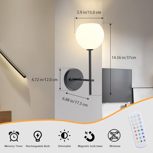 Black Battery Operated Wall Sconces Set of 2 (2 Count)