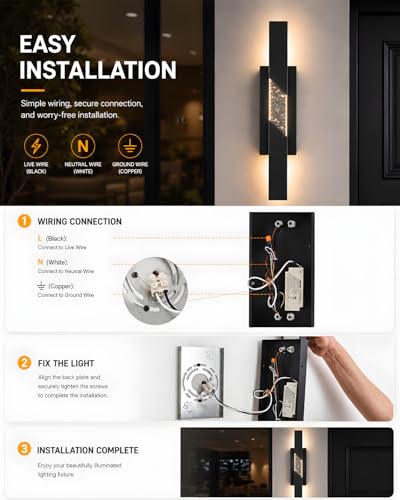 2 Pack Modern LED Outdoor Wall Sconce (Black / 31.5 inch, 2 Pack)