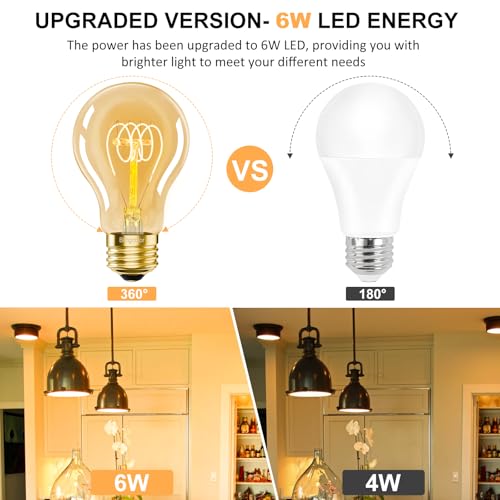 A19 E26 Vintage Edison Bulbs 6W LED Equivalent 60 Watt (6 Count)