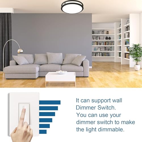 13inch LED Flush Mount Ceiling Light Fixture Dimmable Matte Black (2 Count)