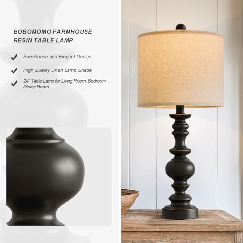 24" Traditional Farmhouse Table Lamp Set of 2 (2 Count)
