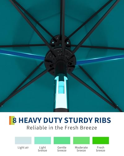 9FT Solar LED Patio Umbrella with Tilt & Crank