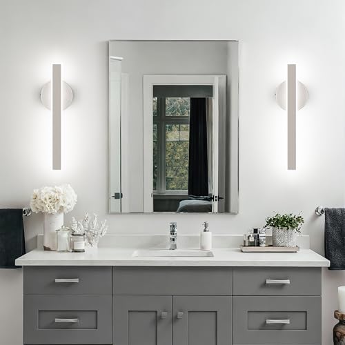 Brushed Nickel Wall Sconce Hardwired Modern LED 18W Wall Sconce Set of Two (2 Count)
