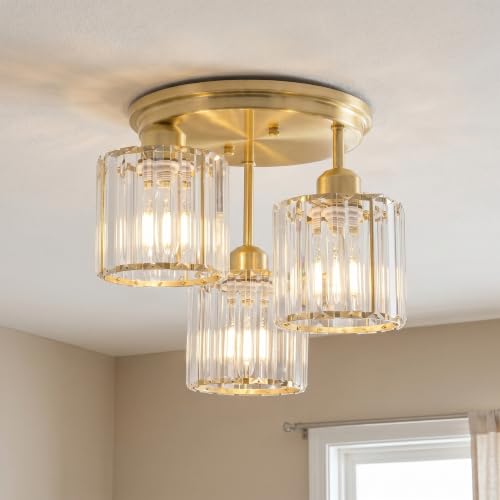 13" Crystal Semi Flush Mount Ceiling Light