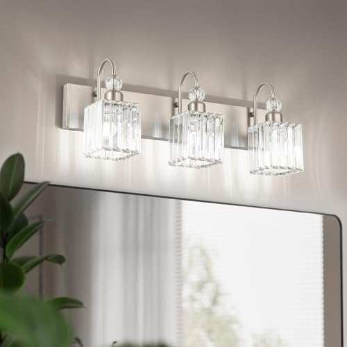 Brushed Nickel Vanity Light for Bathroom Crystal 3