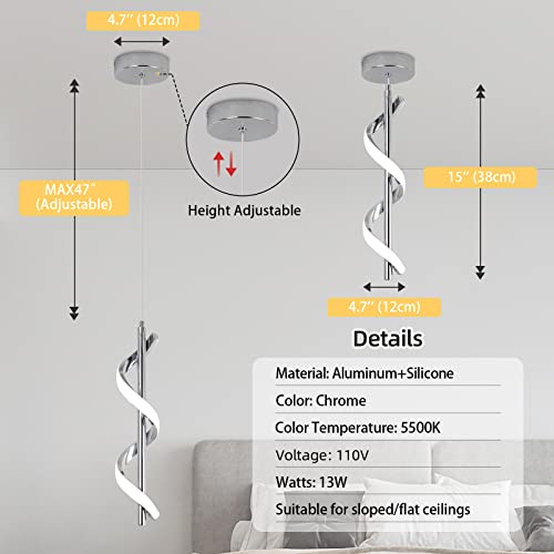 3 Packs Modern Spiral Led Pendant Light Fixture (3 Count)
