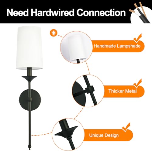 Wall Sconce Set of 2 Hardwired Candle Terrace Wall Light Vintage Lamp for Bedroom Living Room Dining Farm House Light Fixture (2 Count)