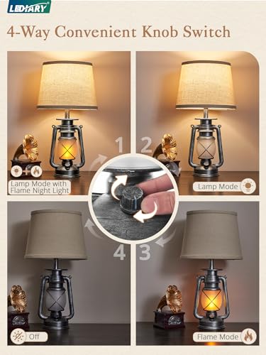 18.72" Sliver LED Lantern Flickering Flame Table Lamps Set of 2 (2 Count)