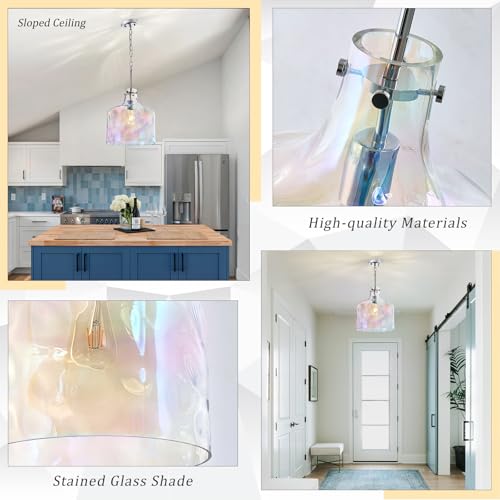 Colorful Hammered Glass Pendant Light