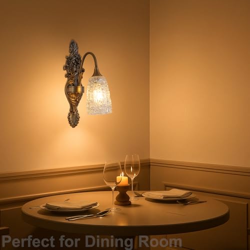 Rustic Glass Wall Sconce Vintage Antique Gothic Bronze Wall Light Fixture Retro Mid Centry Glass Wall Sconce for Bedroom