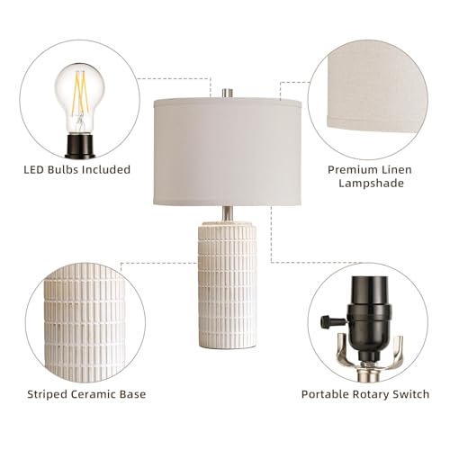 23'' Set of 2 Modern Ceramic Table Lamps for Living Room Bedroom (2 Count)