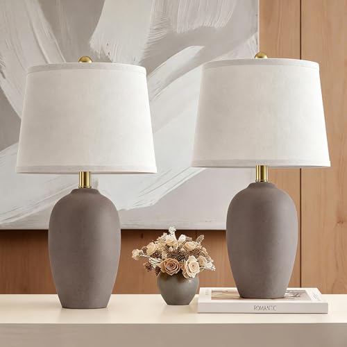 21'' Set of 2 Farmhouse Ceramic Small Table Lamps for Living Room Bedroom (2 Count)