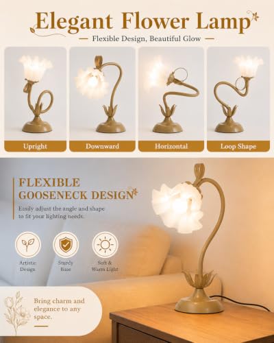 Flower Table Lamp Cute Desk Lamp for Bedroom Home Decor