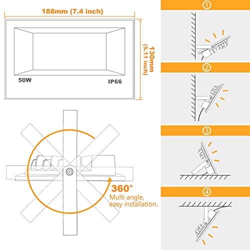 LED Flood Light Outdoor 500W Equivalent Color Changing Landscape Lighting (6 Count)