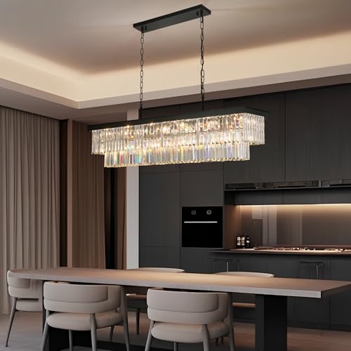 Black Crystal Chandeliers for Dining Room