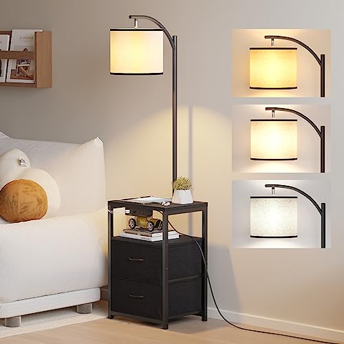 Floor Standing Lamp with Table & 2 Drawers