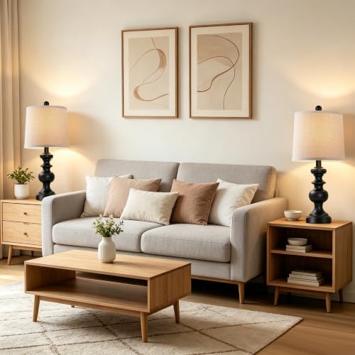 Farmhouse Table Lamp Set of 2 (Matte Black)