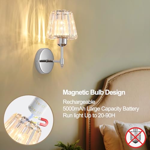 Battery Operated Crystal Wall Sconce Set of 2 (2 Count)