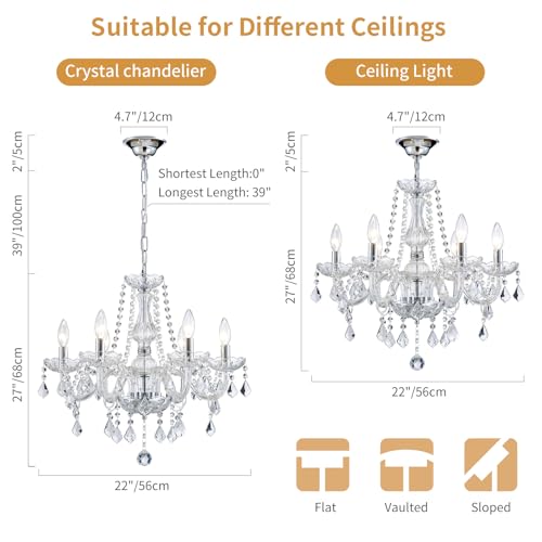 Crystal Chandelier Light Fixture (6 Count)