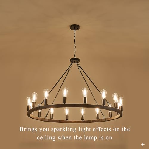 Farmhouse Wood Wagon Wheel Chandelier 16