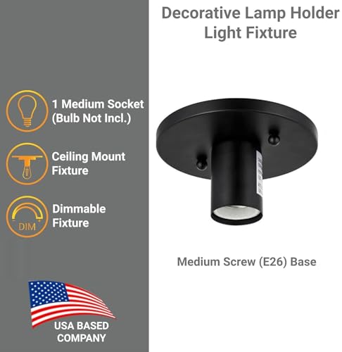 Lamp Holder Socket E26 Medium Base Antique Style Black Finish 60W ETL Listed Pack of 4 (4 Count)