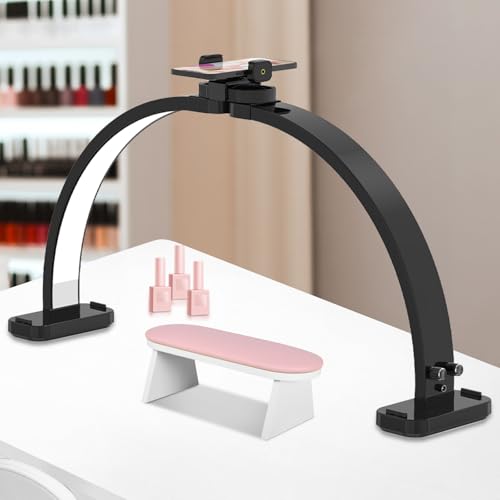 Half Moon Light for Nail Desk with Phone Holder