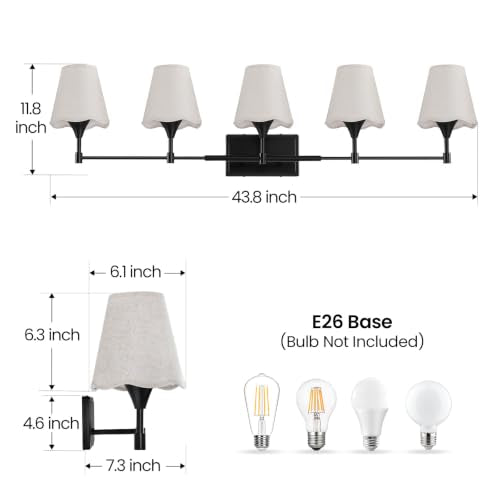 Modern Bathroom Vanity Light Fixtures (Matte Black / 5 LIGHT)