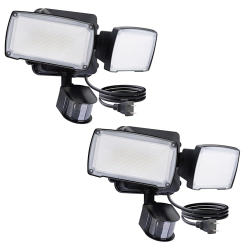 2 Pack 21W Black Plug in Motion Sensor Light Outdoor