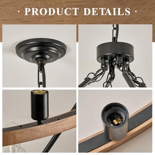 Oak Wooden Wagon Wheel Chandelier 48