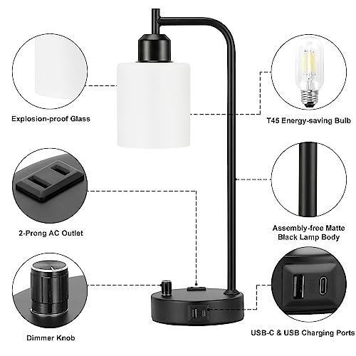 Industrial Bedroom Lamps for Nightstand Set of 2 (2 Count)