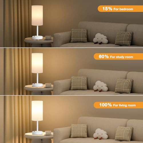 17.4" White Lamp for Bedroom