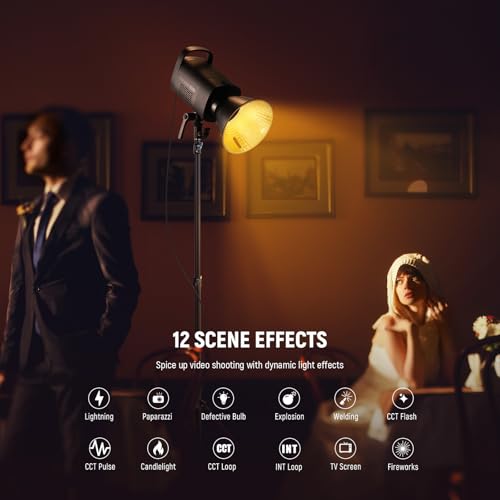 CB120B 120W LED Video Light with 2.4G&APP Control COB Bi Color 2700K