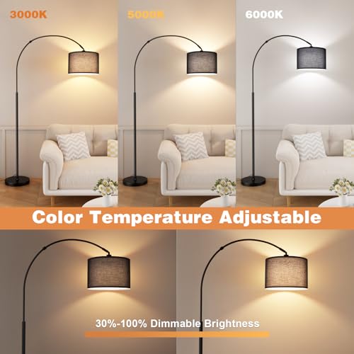 Dimmable Arc Floor Lamp with Remote