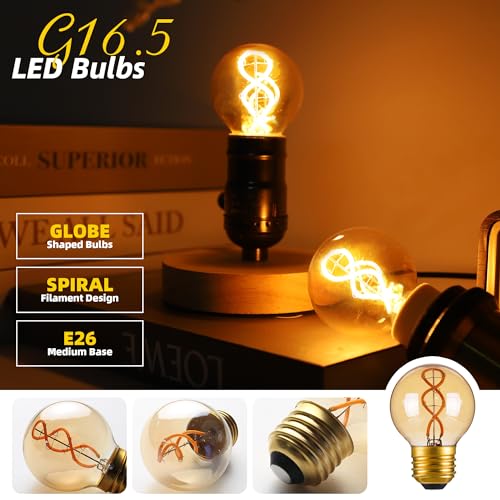 E26 Amber Edison Light Bulb 25 Watt Equal 3W G16.5 LED Bulbs (2 Count)