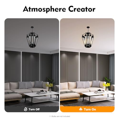 8 Light Industrial Vintage Black Metal Chandelier for Dining Room