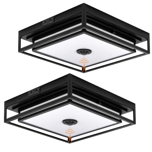 13" Motion Sensor Outdoor Ceiling Light Large Flush Mount Lighting 2 Pack (2 Count)