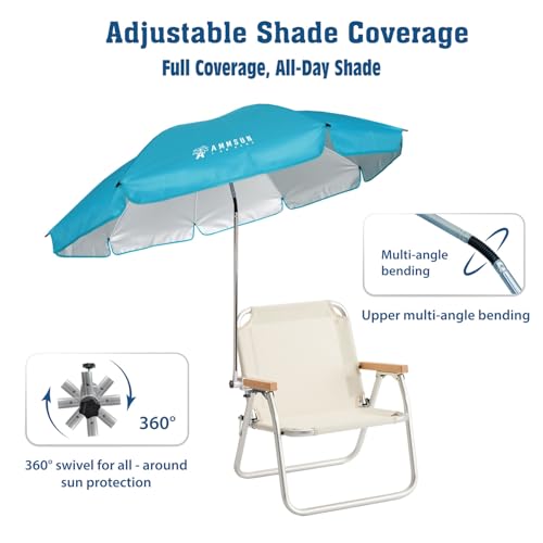 Chair Umbrella with Universal Clamp Adjustable 47 inches and 360° Swivel & UPF 50+ Protection Portable Sun Umbrella