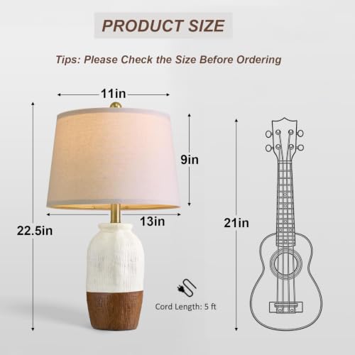 22.5" White Ceramic Table Lamps for Bedroom