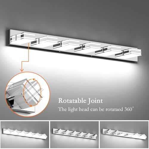 Chrome Bathroom Vanity Light Fixtures 48inch 6 (6 Count)