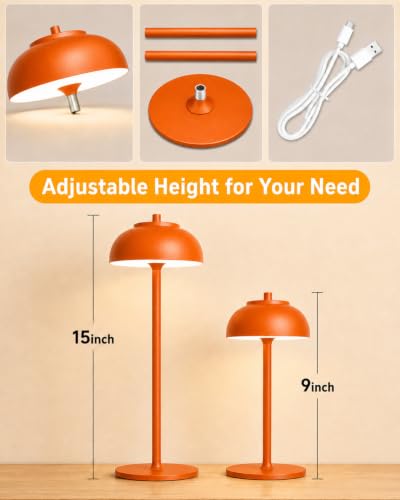 Orange Cordless Table Lamps (2 Count)