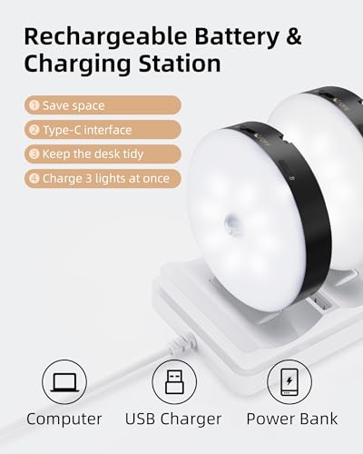 RGB Puck Lights with Charging Station (6 Count)
