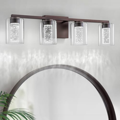 4 Light Bronze Vanity Light with 3 Color Modes (4 Count)