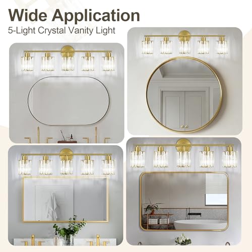 Modern Gold Crystal Bathroom Light Fixtures