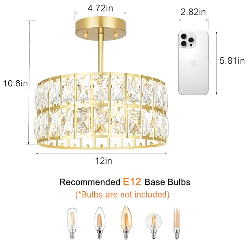 Brushed Gold Crystal Ceiling Light