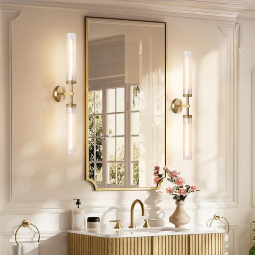 30" Knurled Brass 2 Light Wall Sconces