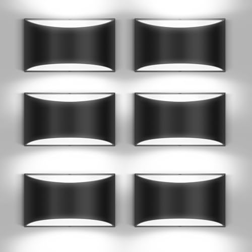 6 Pack Black Modern LED Wall Sconce Hardwired Indoor Wall Lights Up and Down Wall Mount Light for Living Room Bedroom Corridor Hallway Conservatory Cool White 6000K (6 Count)