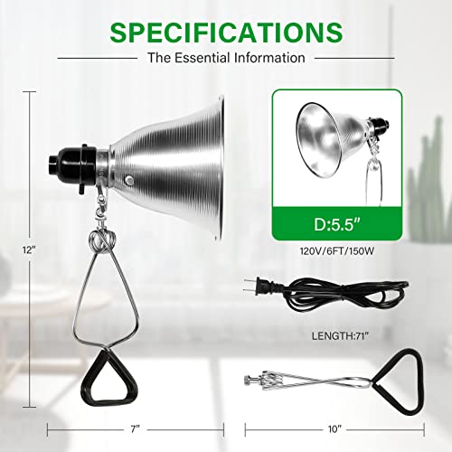 Clamp Lamp Light Socket with 5.5 Inch Aluminum Reflector (6 Count)