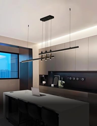 71" Black Linear LED Pendant Light Dimmable for Kitchen Island