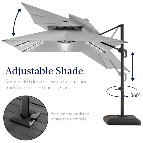 12x12ft LED Cantilever Patio Umbrella w