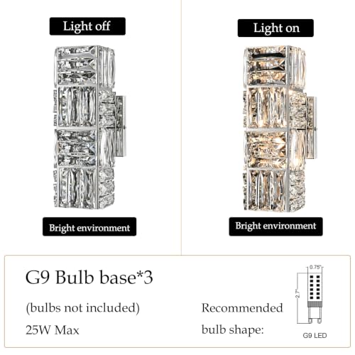 12 Inch Crystal Wall Sconce Chrome Wall Sconces Wall Lighting